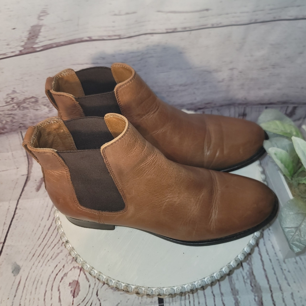FRYE Melissa Womens Cognac Brown Leather Chelsea Boots Size 9.5B - Picture 3 of 16